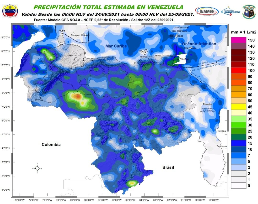 Nubosidad, lluvias, ráfagas de viento y descargas eléctricas: El pronóstico de Inameh para este #24Sep