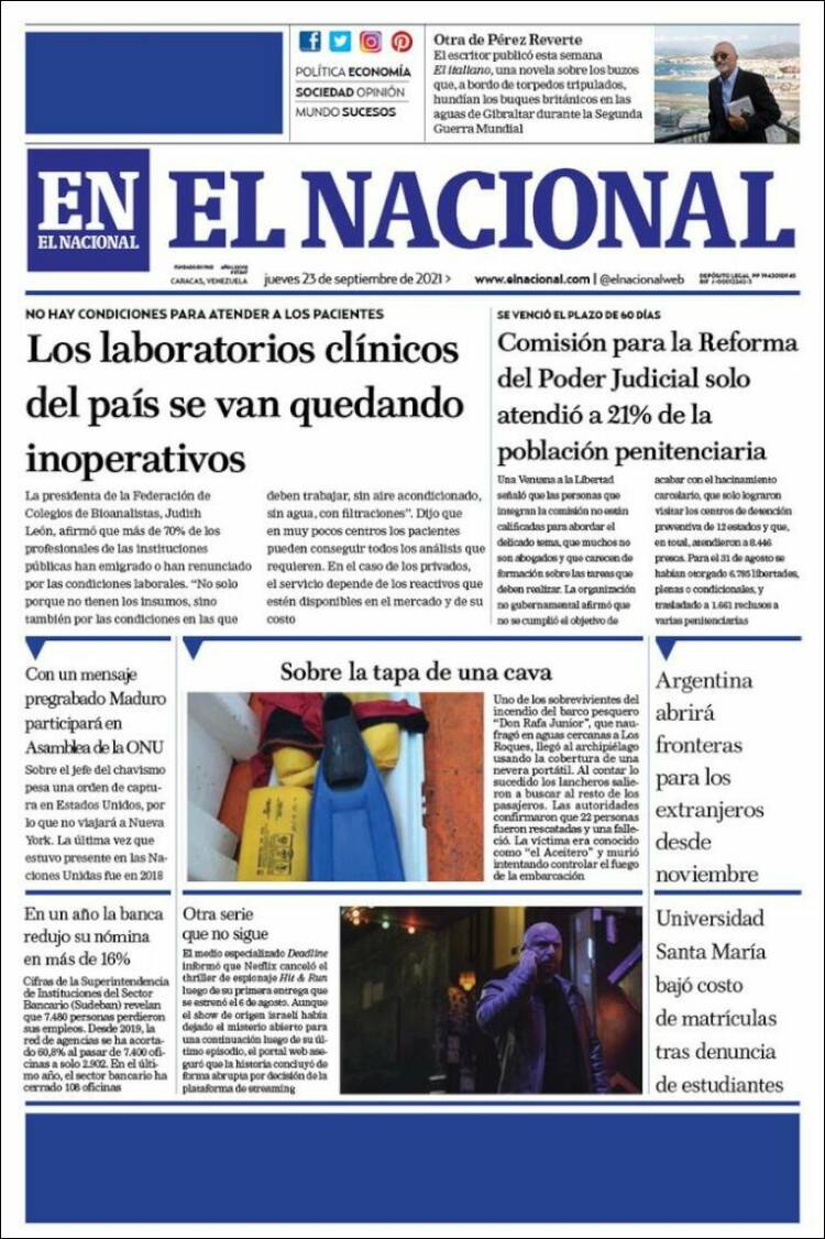 Portadas de este jueves 23 de septiembre de 2021