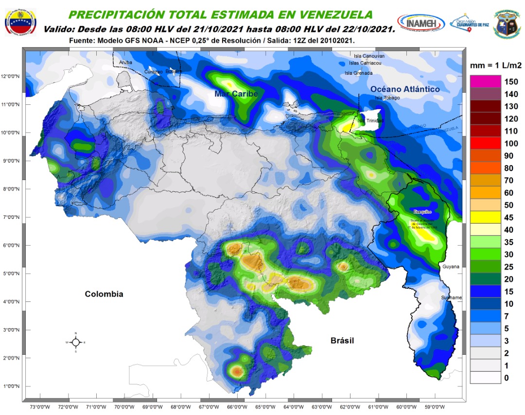 Lluvias, actividad eléctrica y fuertes marejadas: El pronóstico de Inameh para este #21Oct