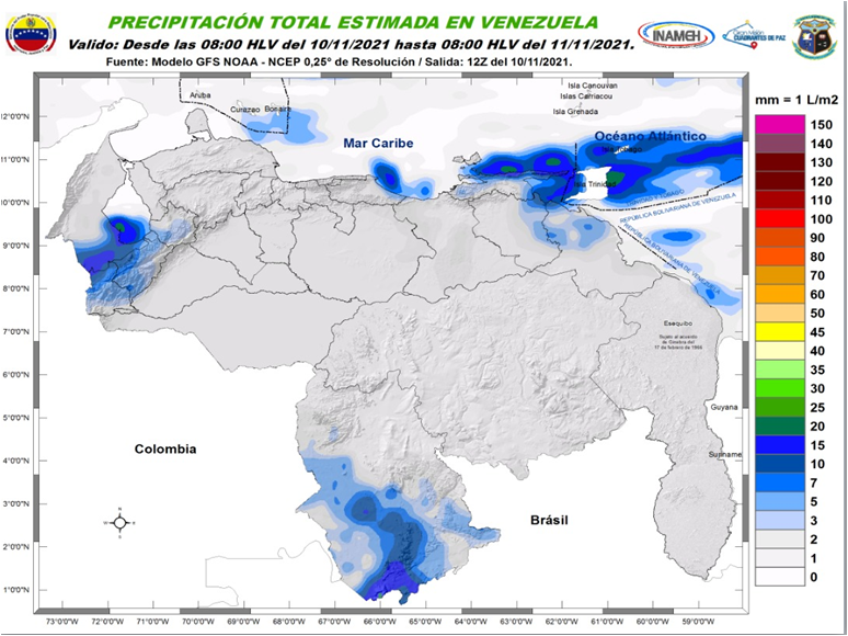 Inameh pronosticó baja probabilidad de lluvias, pero alertó a Zulia, Los Andes y Amazonas #10Nov