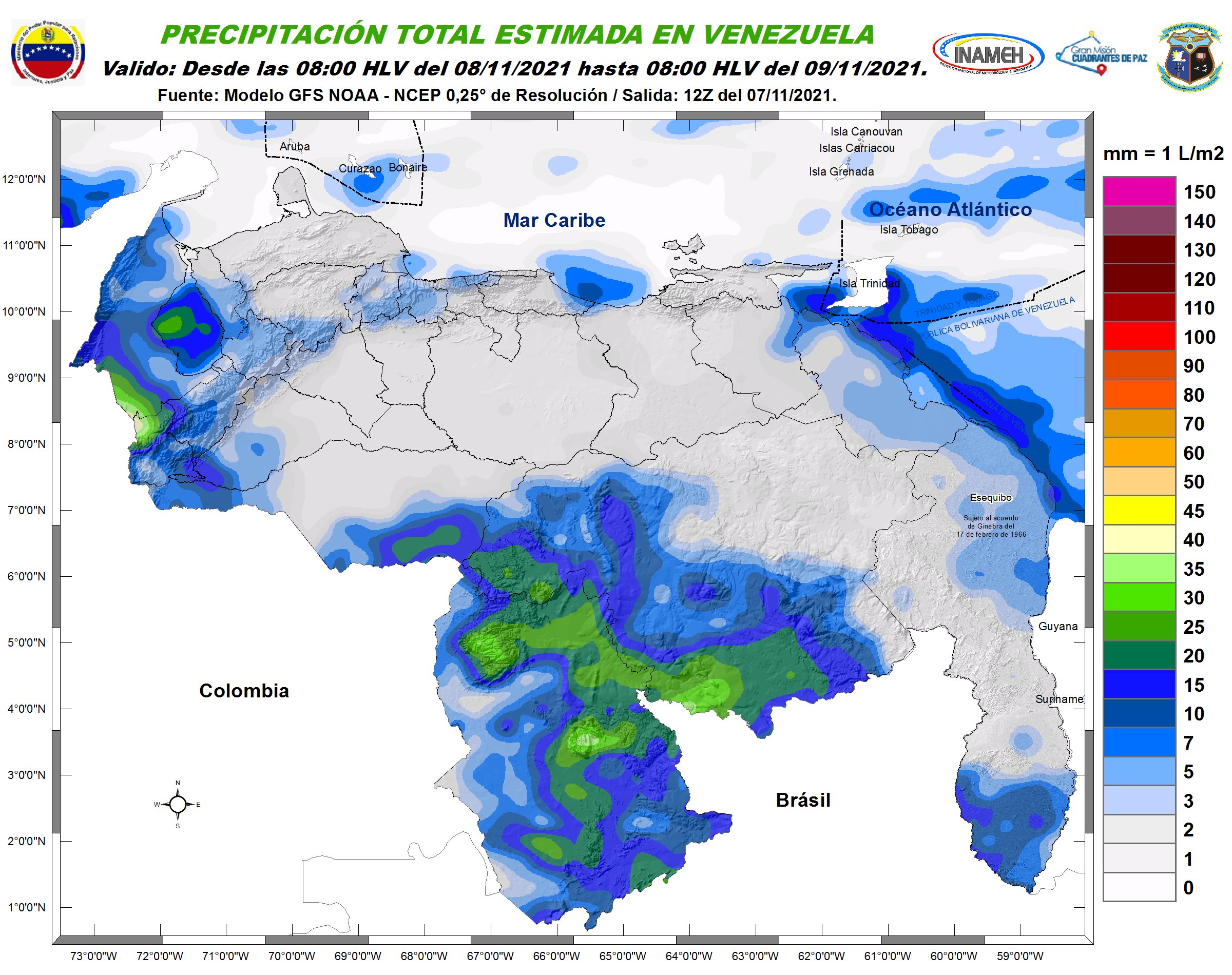 Lluvias y posibles descargas eléctricas: El pronóstico de Inameh para este #8Nov