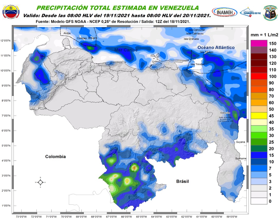 Escasa nubosidad y bajas probabilidades de lluvia: El pronóstico de Inameh para este #19Nov