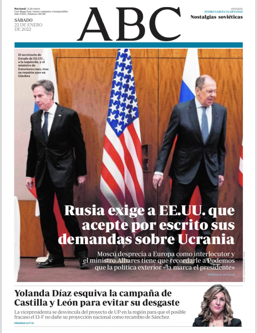 Portadas de la prensa internacional de este sábado 22 de enero de 2022