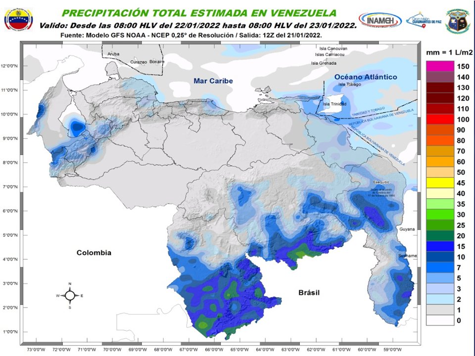 Inameh prevé lluvias en la zona costera de Venezuela #22Ene