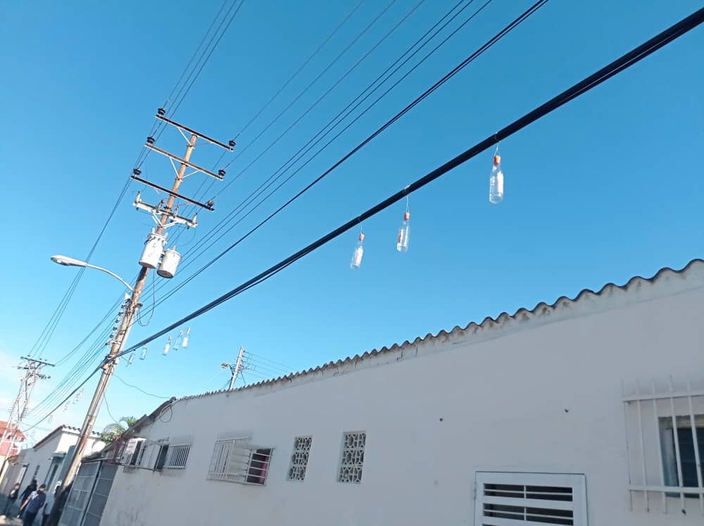 ¡Insólito! Colocan botellas de vidrio en los cables de Cantv para alertar sobre posibles robos en Cumaná