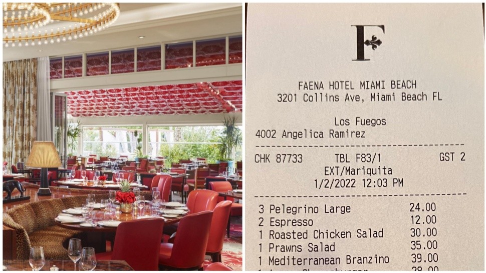 Mostró el ticket de cuánto gastó en restaurante de Miami y desató un fuerte debate sobre lo que dejó de propina