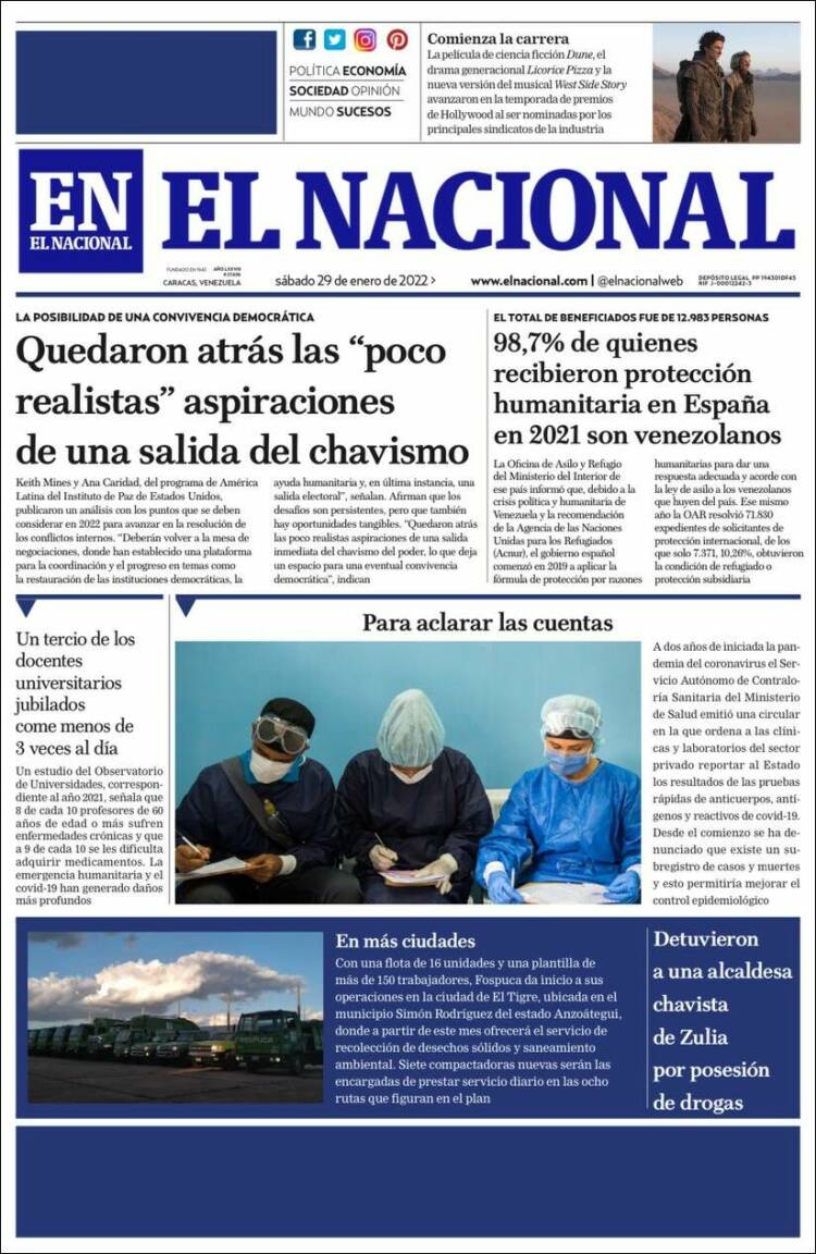 Portadas de este sábado 29 de enero de 2022