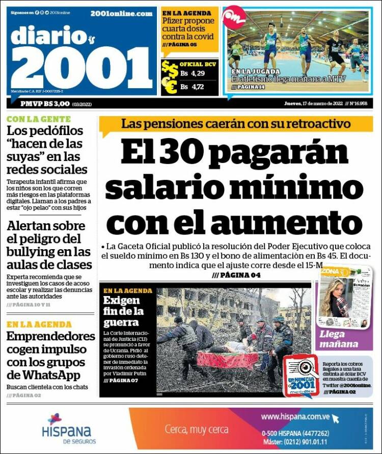 Portadas de este jueves 17 de marzo de 2022