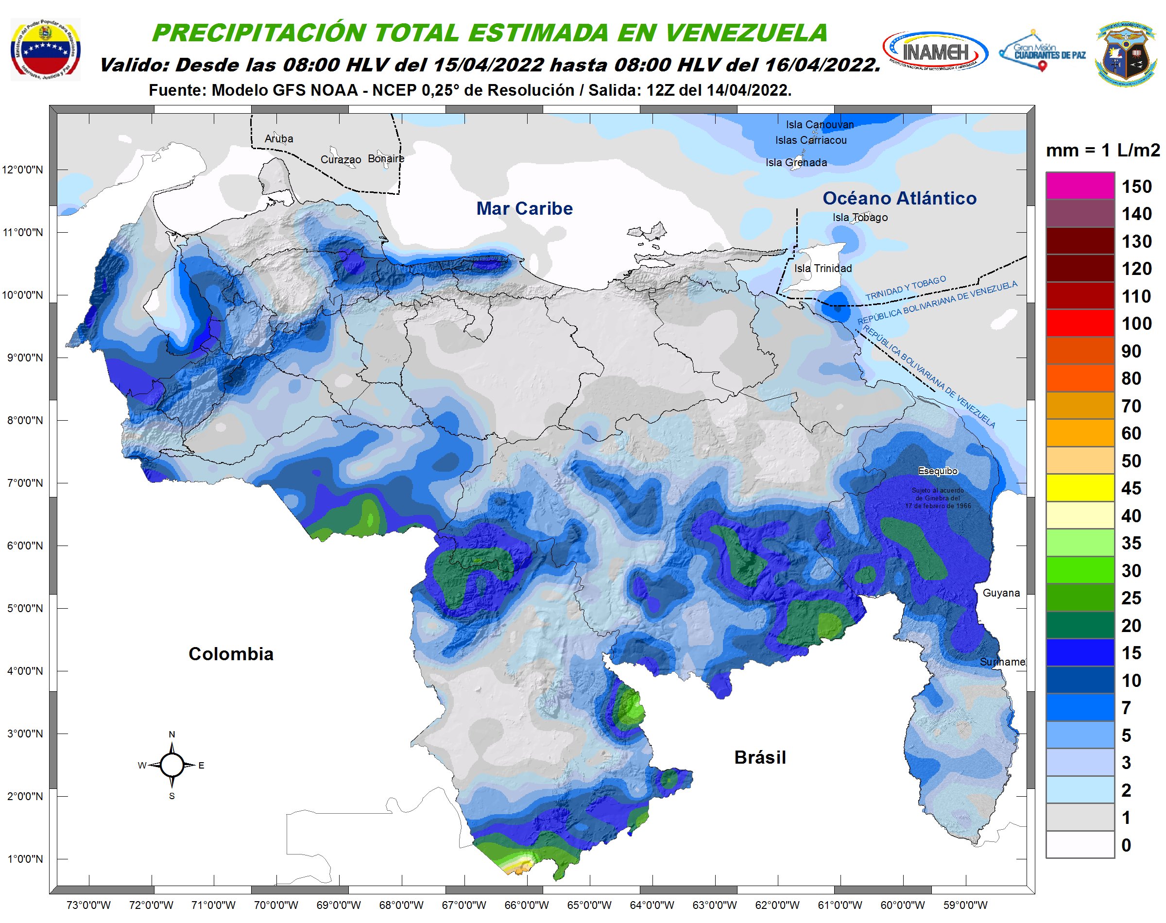 Inameh prevé lluvias y descargas eléctricas en varios estados del país #15Abr