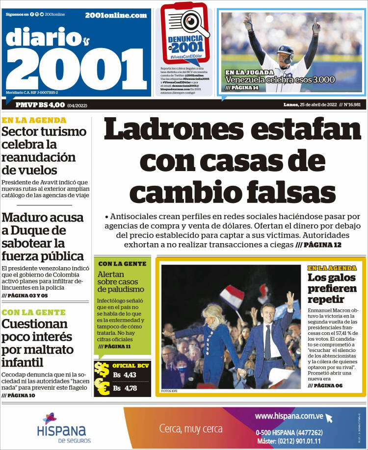 Portadas de este lunes 25 de abril de 2022