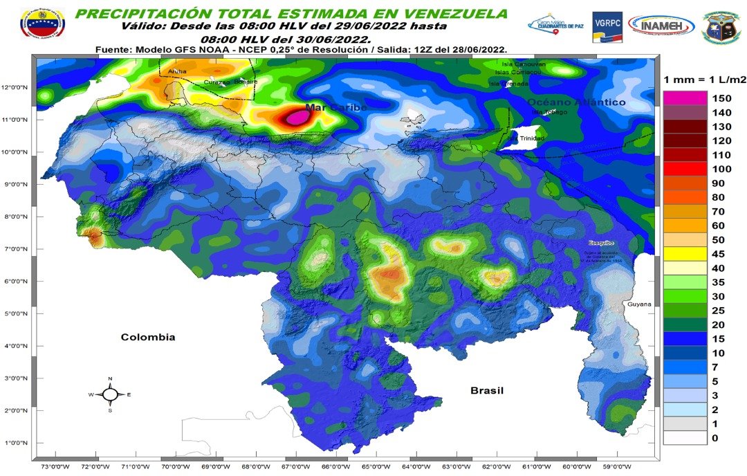 Inameh prevé lluvias, actividad eléctrica y ráfagas de viento en gran parte del país este #29Jun