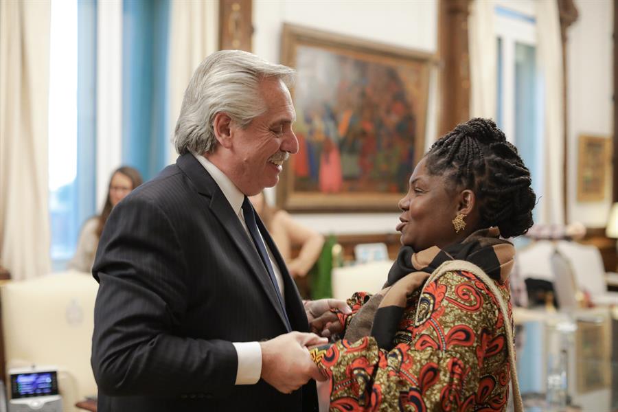 Alberto Fernández recibió en Buenos Aires a la vicepresidenta electa de Colombia