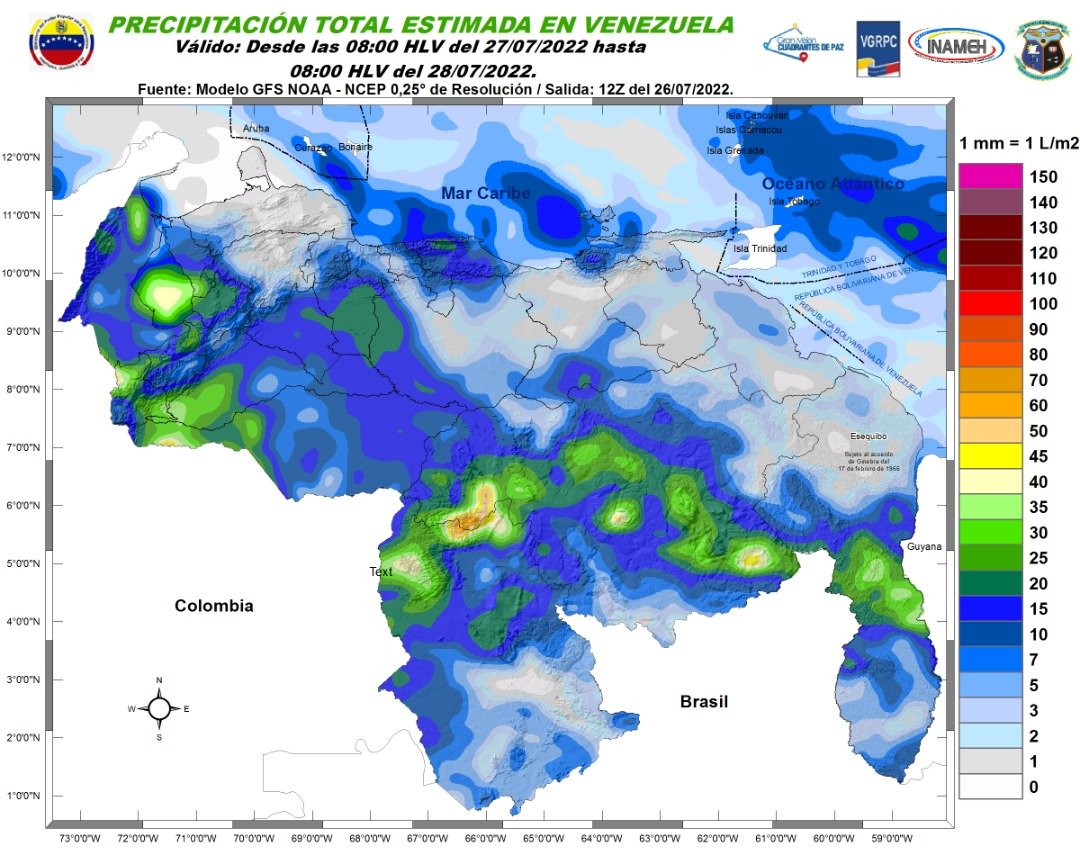 El estado del tiempo en Venezuela este #27Jul, según Inameh