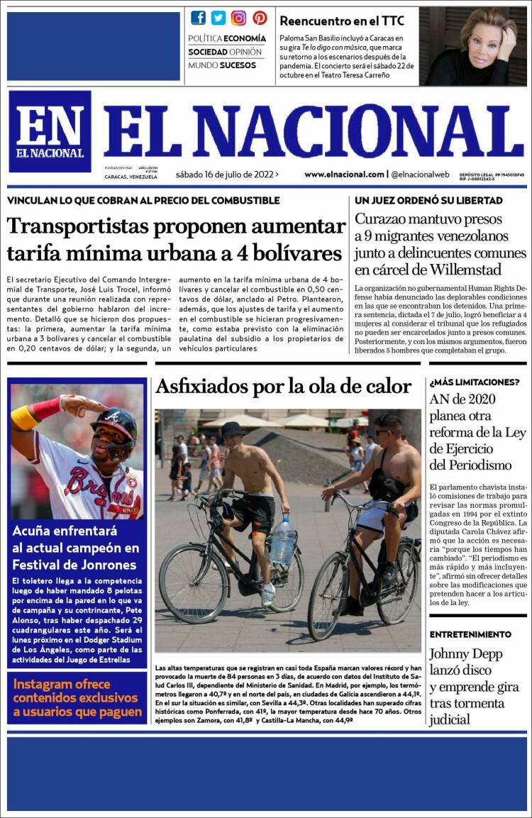 Portadas de este sábado 16 de julio de 2022