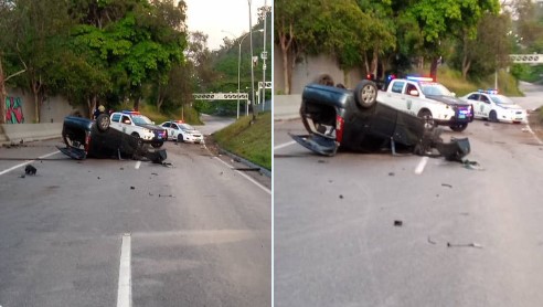 Se volcó un vehículo en la Cota Mil, a la altura de La Castellana este #19Ago (FOTO)