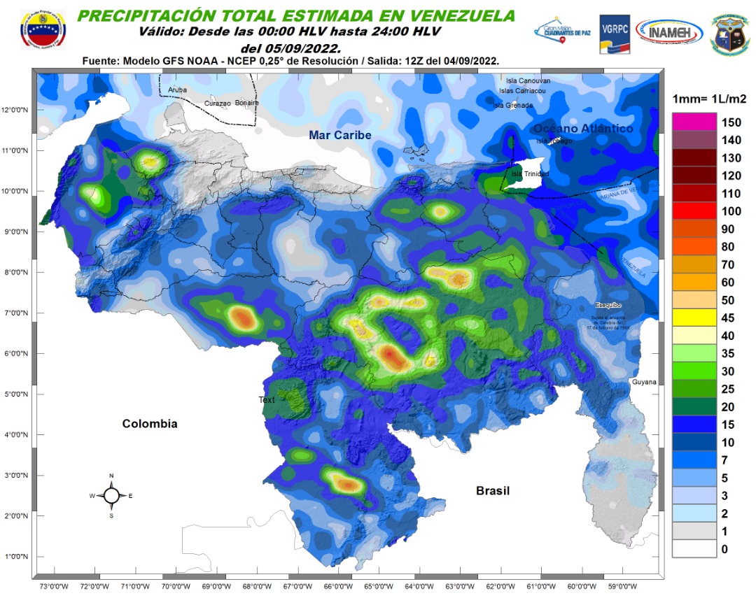 El estado del tiempo en Venezuela este #5Sep, según Inameh