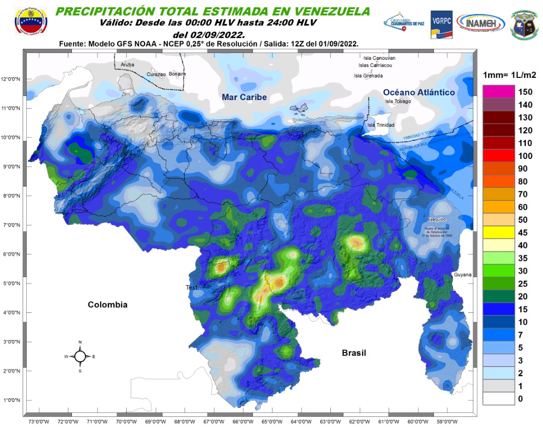 El estado del tiempo en Venezuela este #2Sep, según Inameh