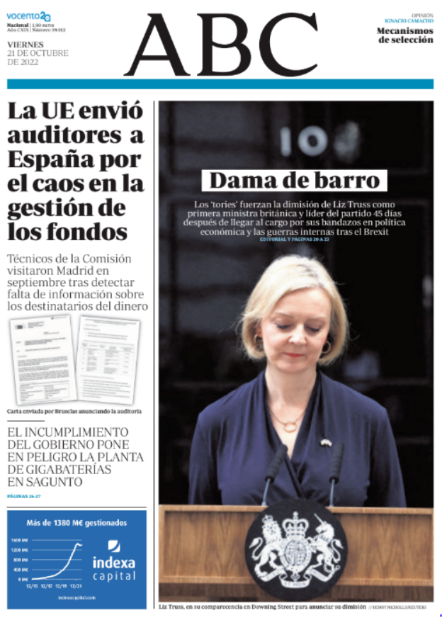 Portadas de la prensa internacional de este viernes 21 de octubre de 2022