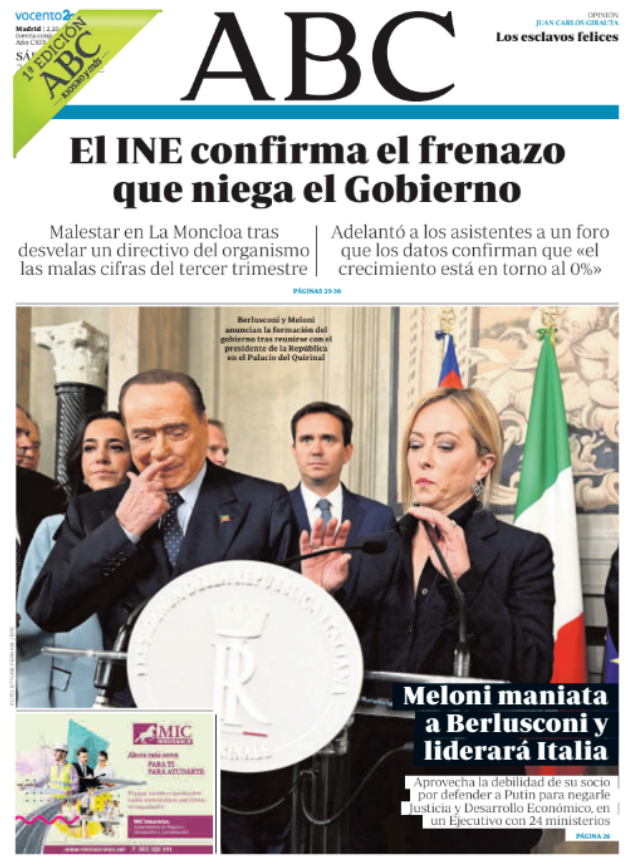 Portadas de la prensa internacional de este sábado 22 de octubre de 2022