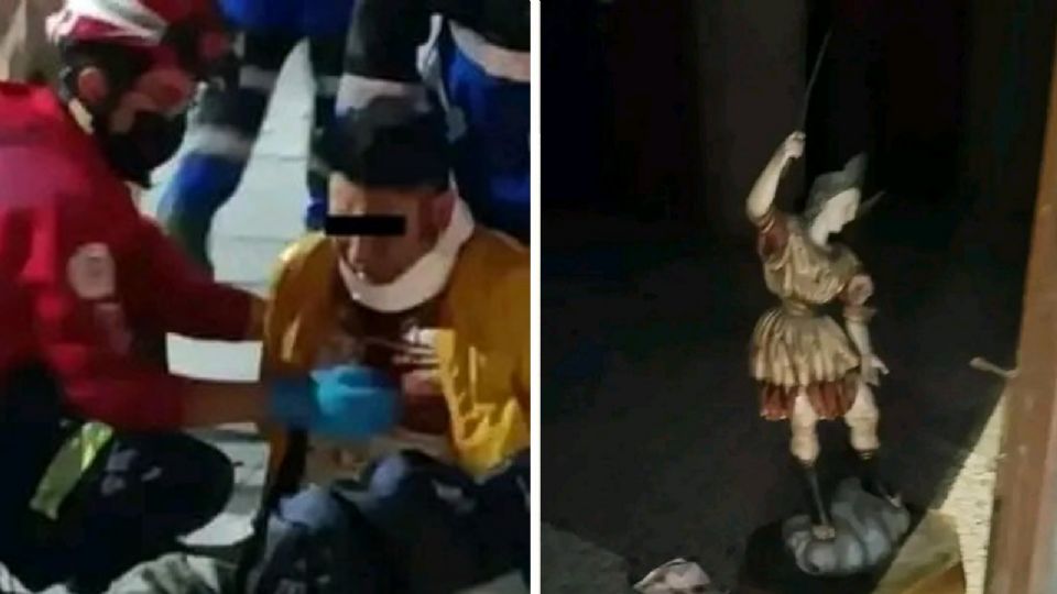 VIRAL: Presunto ladrón intentó robar en una iglesia y terminó herido por el “Arcángel Miguel”