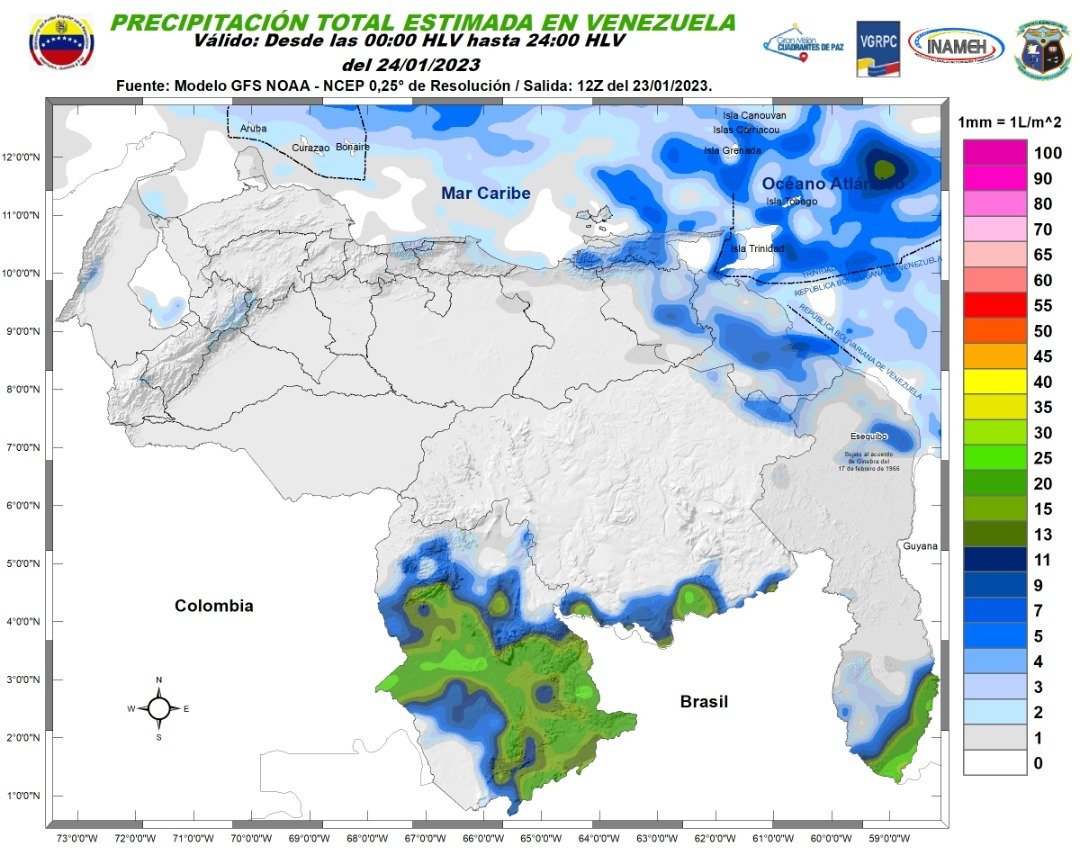 El estado del tiempo en Venezuela este #24Ene, según Inameh