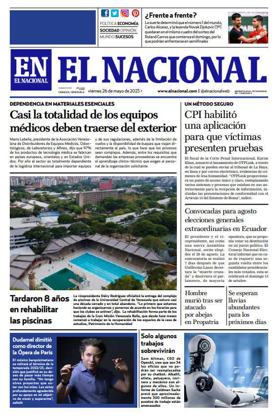 Portadas de este viernes 26 de mayo de 2023