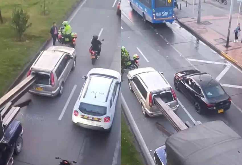 Como en Destino Final: Tubo gigante que transportaba un camión atravesó una camioneta (VIDEO)