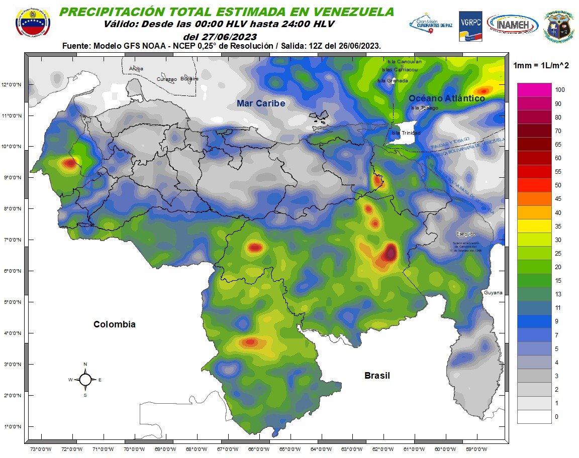 El estado del tiempo en Venezuela este #27Jun, según Inameh