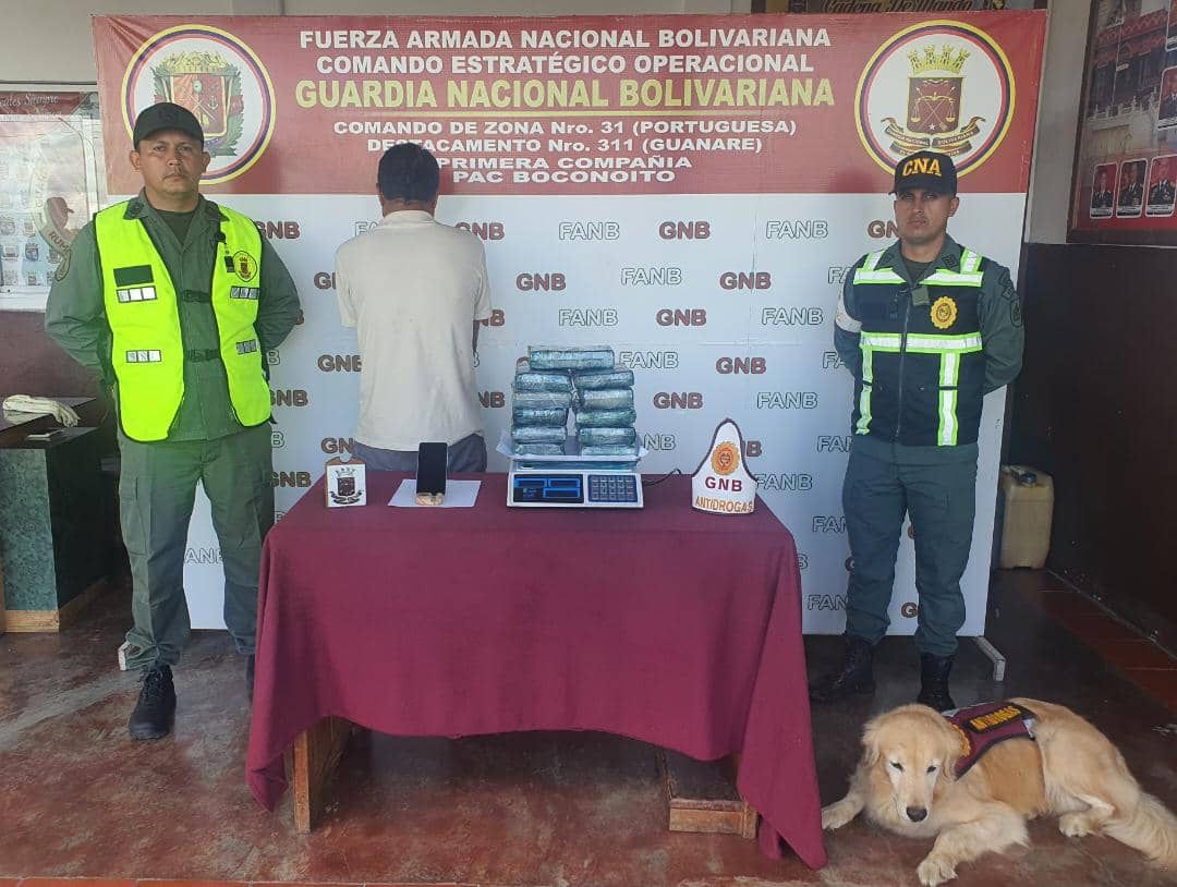 Fue detenido en Portuguesa con 11 envoltorios de cocaína (FOTO)