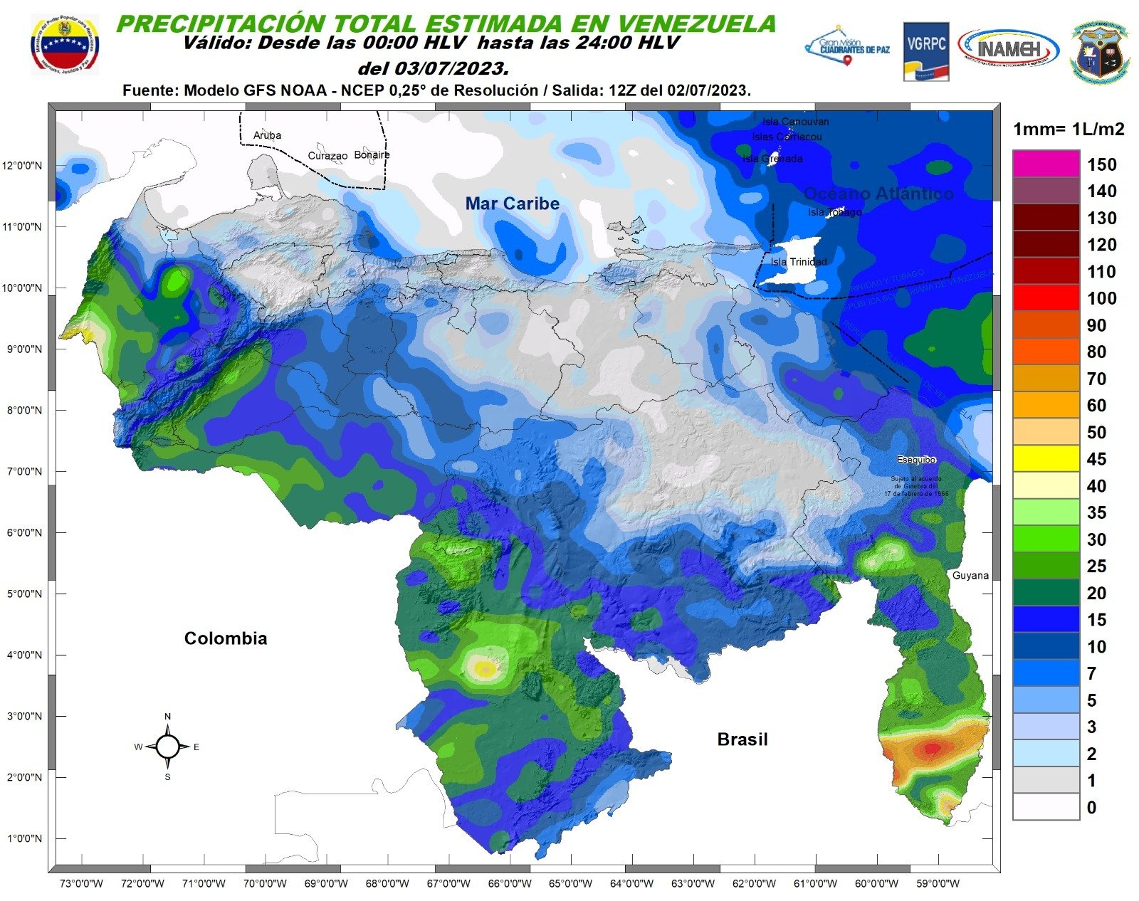 Inameh prevé lluvias con actividad eléctrica en algunos estados de Venezuela este #3Jul