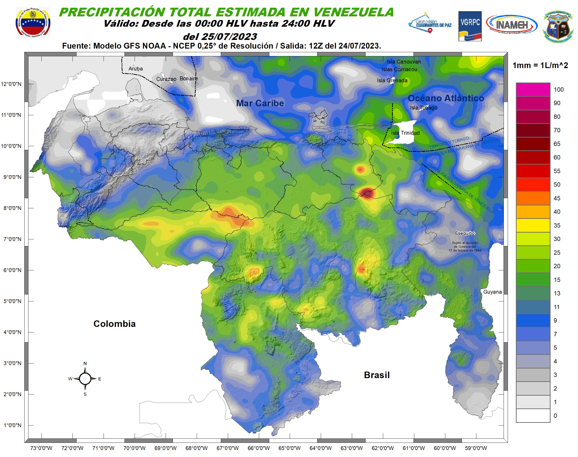 El estado del tiempo en Venezuela este #25Jul, según Inameh