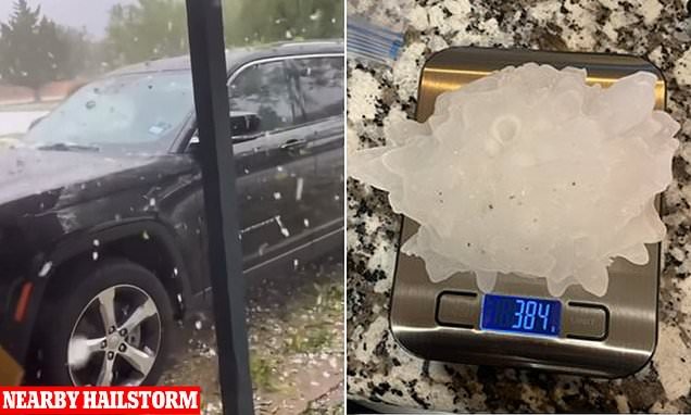 El enorme granizo que hallaron tras una torrencial tormenta en Texas