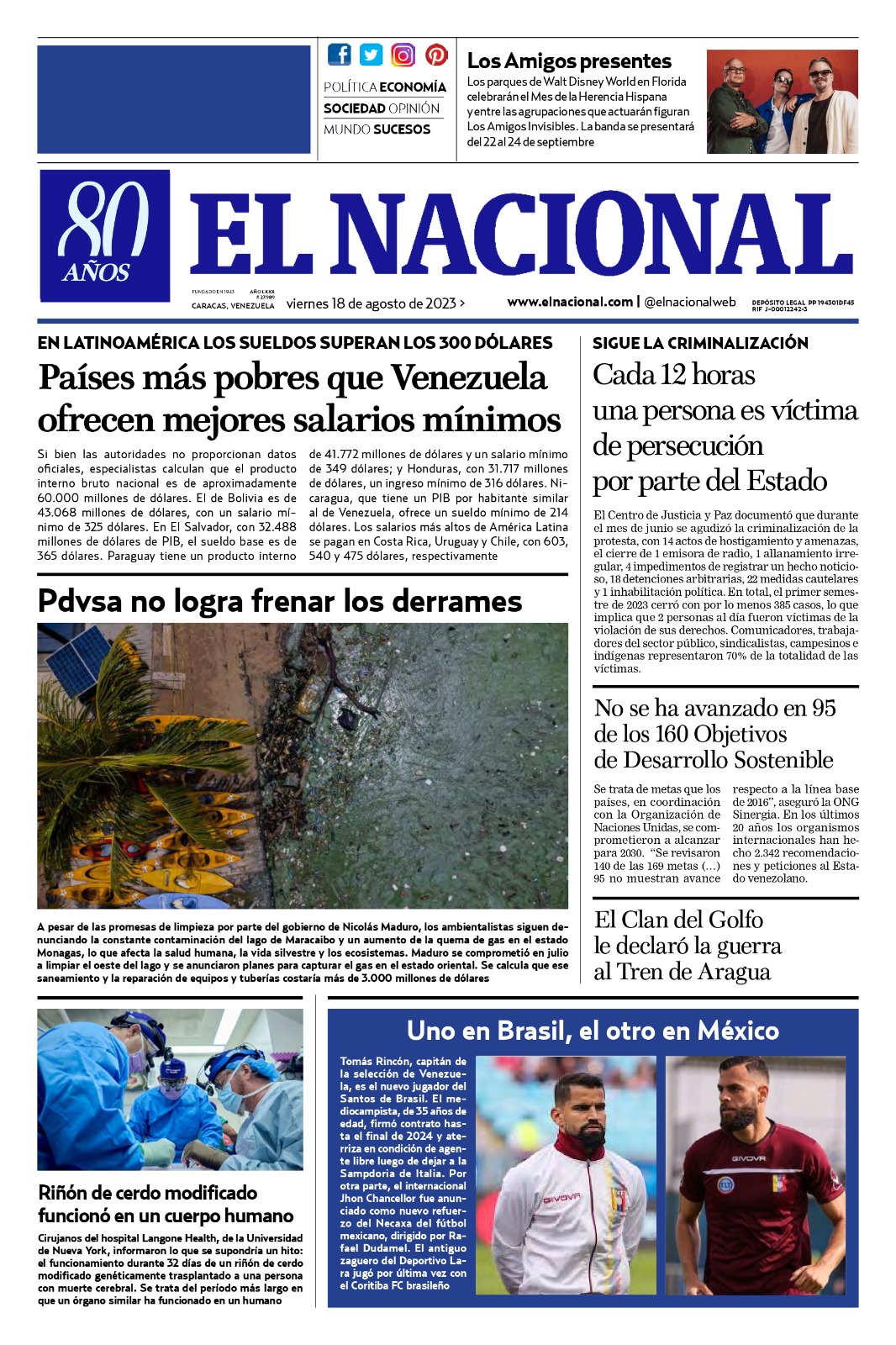 Portadas de este viernes 18 de agosto de 2023