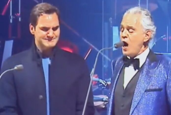 Roger Federer lloró de emoción al compartir el escenario con Andrea Bocelli (VIDEO)