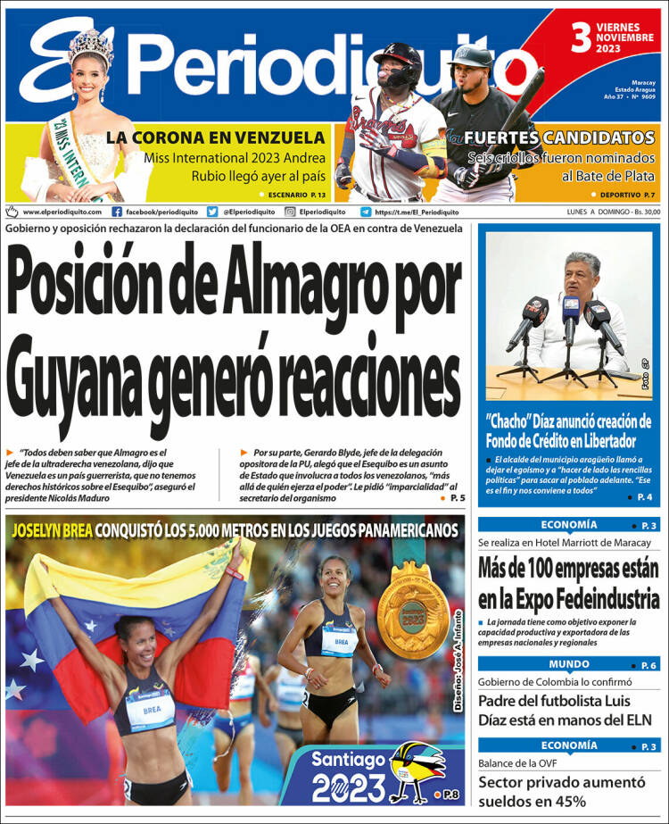 Portadas de este viernes 3 de noviembre de 2023