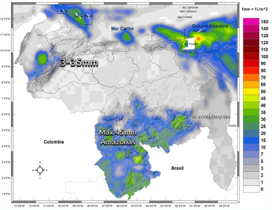 Inameh prevé lluvias y lloviznas en varios estados de Venezuela este #14Dic