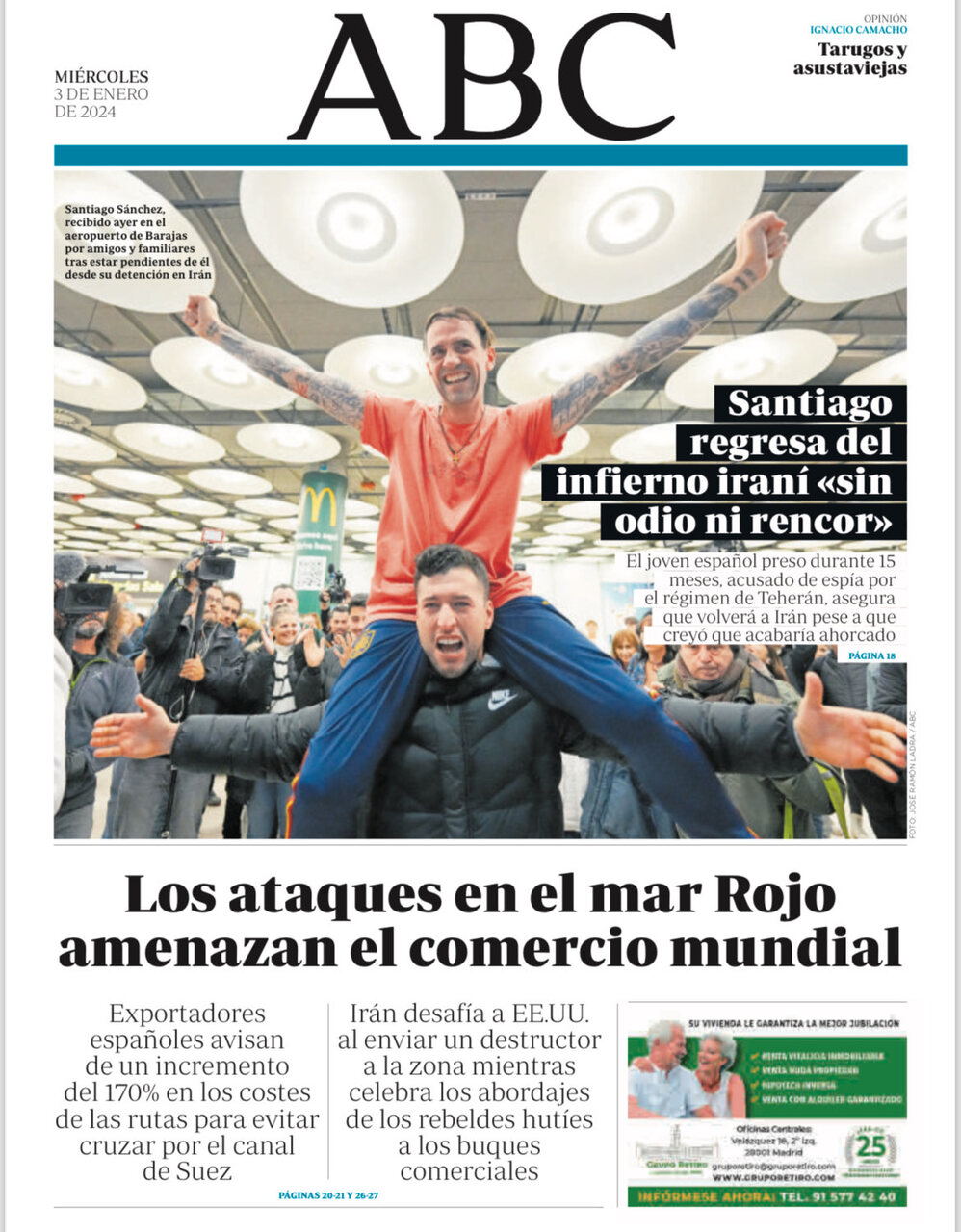 Portadas de la prensa internacional de este miércoles 3 de enero de 2023