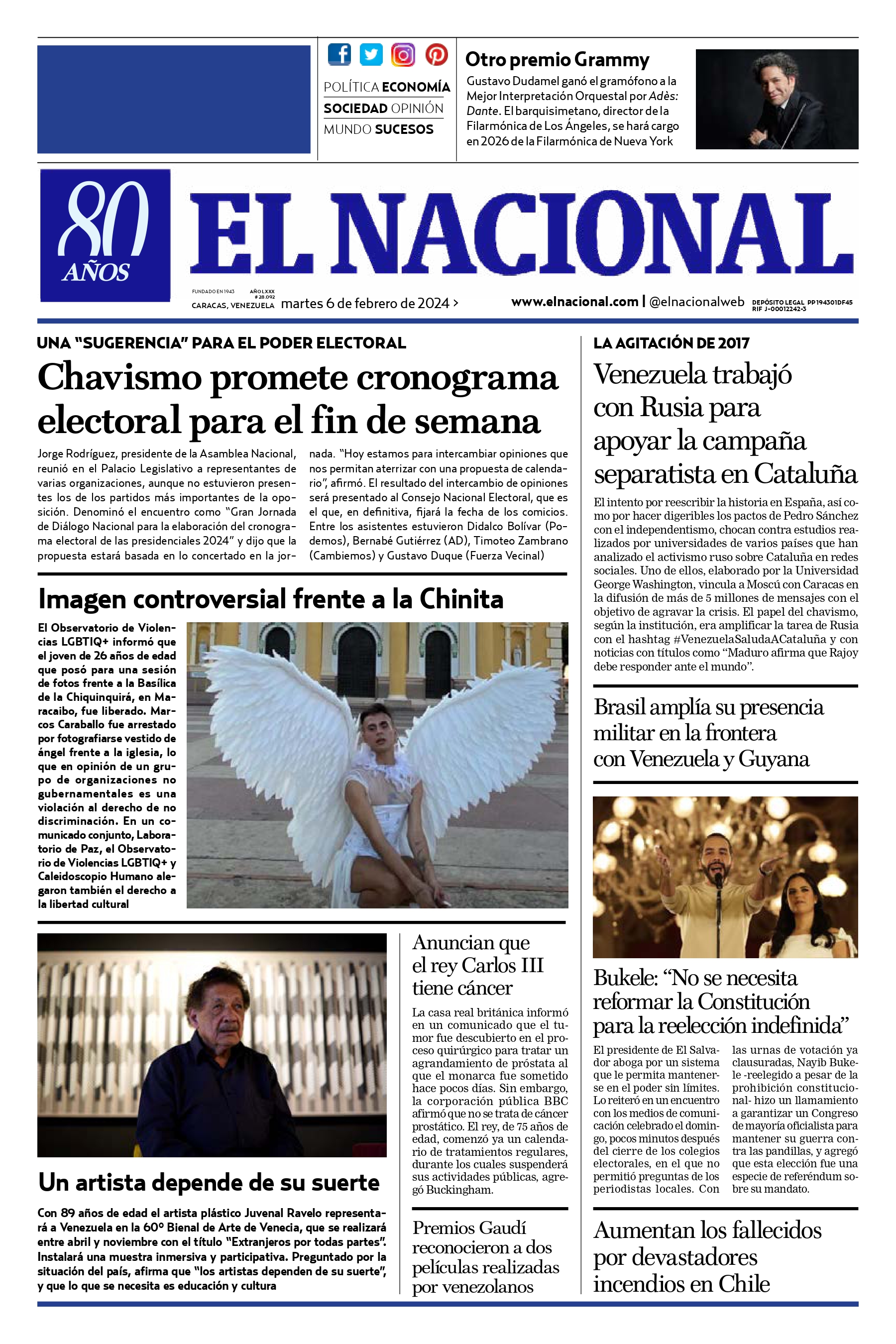 Portadas de este martes 6 de febrero de 2024