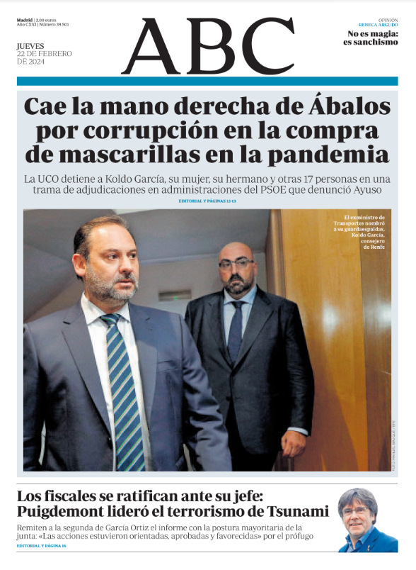 Portadas de la prensa internacional de este jueves 22 de febrero de 2024