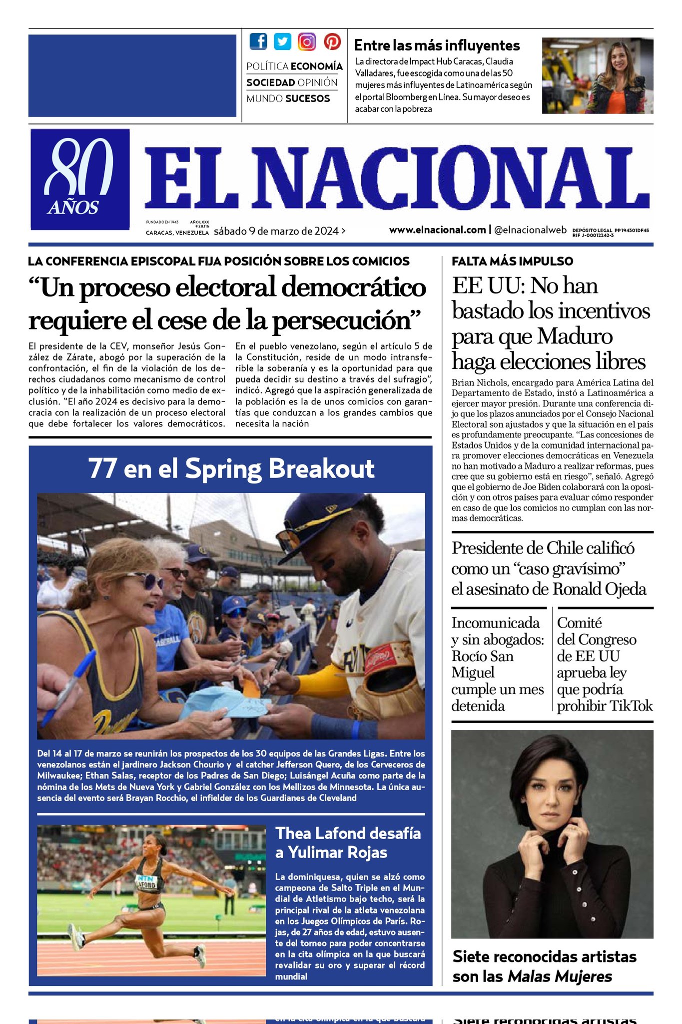 Portadas de este sábado 9 de marzo de 2024