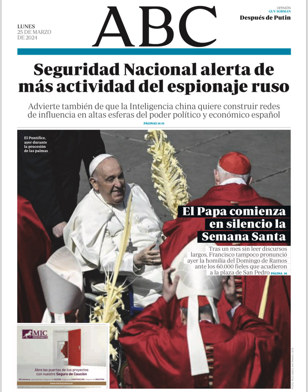 Portadas de la prensa internacional de este lunes 25 de marzo de 2024