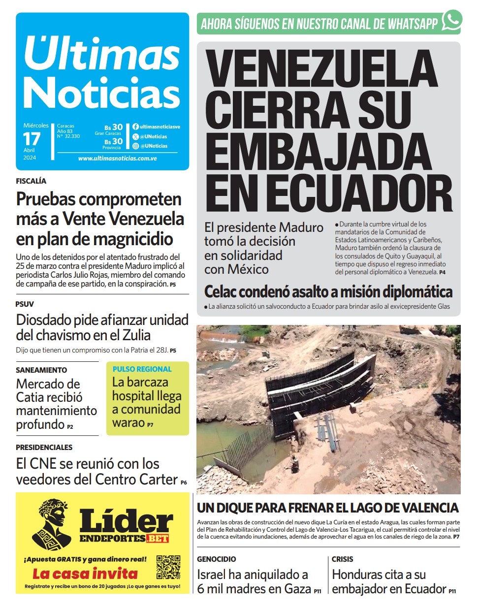 Portadas de este miércoles 17 de abril de 2024