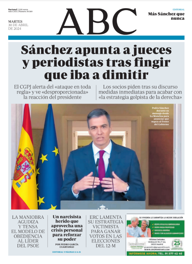 Portadas de la prensa internacional de este martes 30 de abril de 2024