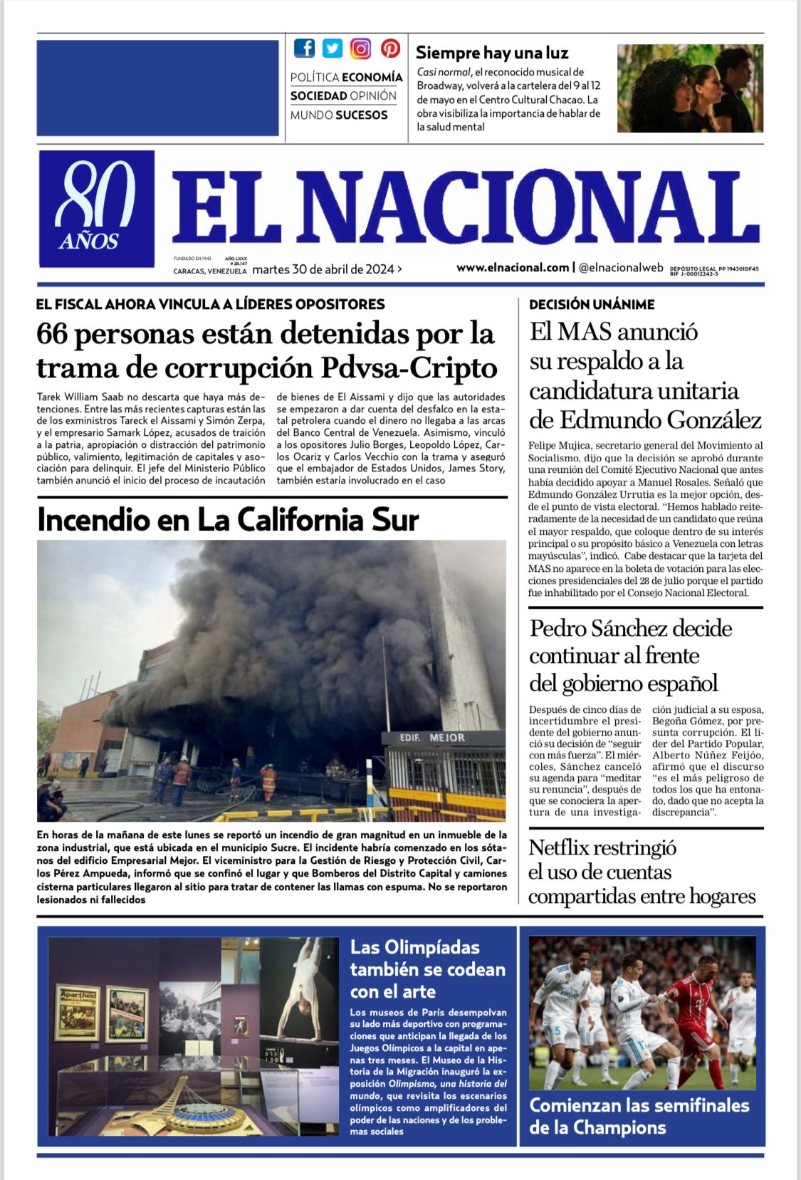 Portadas de este martes 30 de abril de 2024