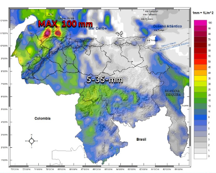 Inameh prevé lluvias intensas en varios estados de Venezuela este #23May