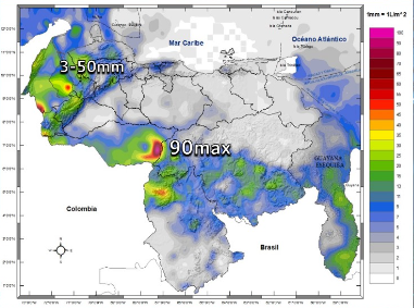 Inameh prevé abundante nubosidad y lluvias en gran parte de Venezuela este #4May