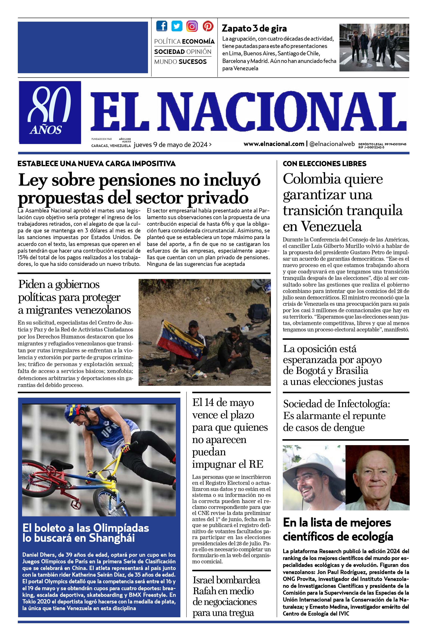 Portadas de este jueves 9 de mayo de 2024