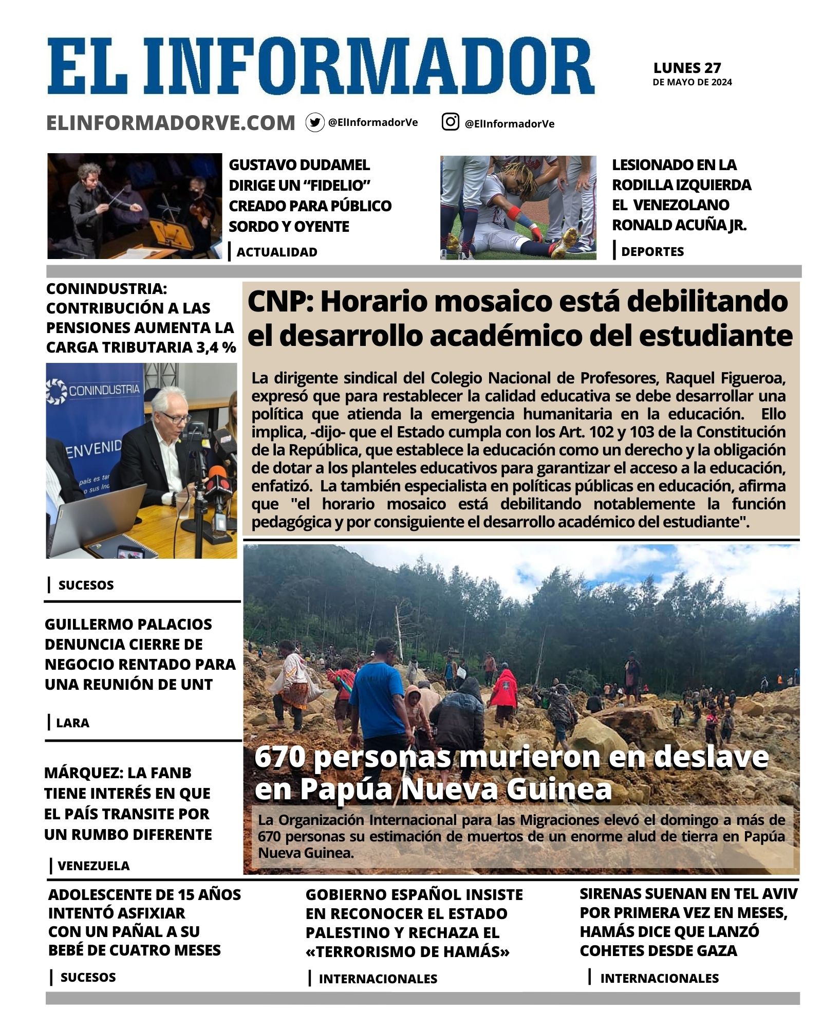 Portadas de este lunes 27 de mayo de 2024