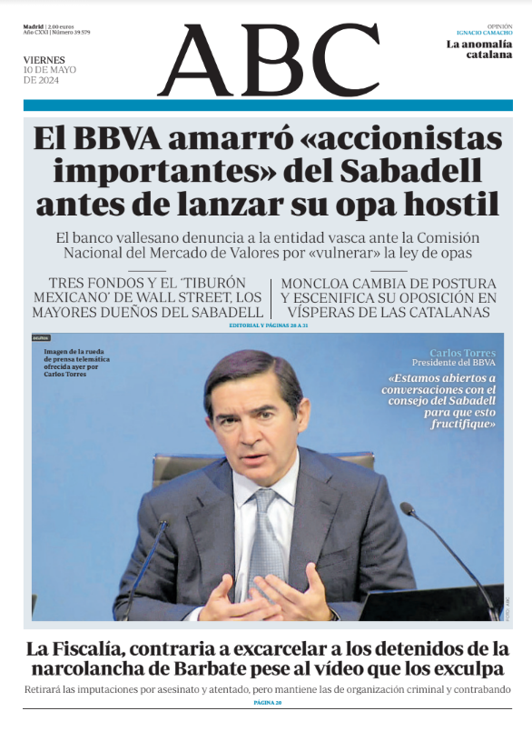 Portadas de la prensa internacional de este viernes 10 de mayo de 2024