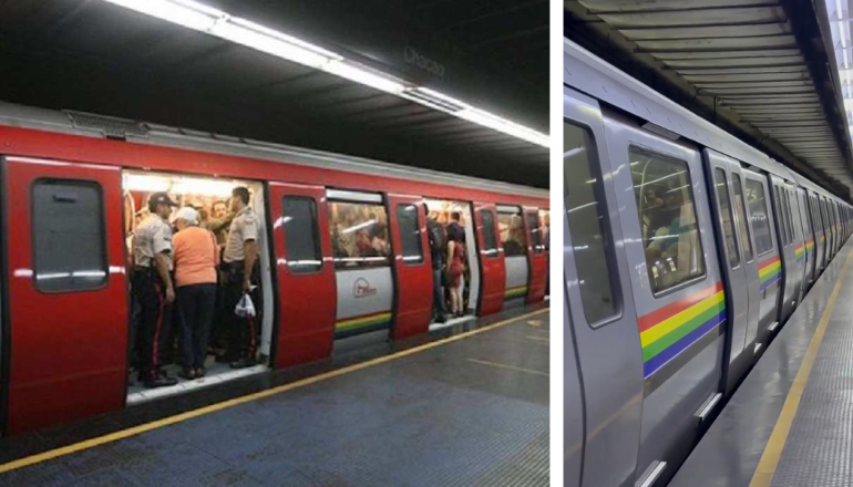 ¡Adiós al rojo-rojito! Chavismo pinta vagones del Metro de Caracas al estilo de los 80’… cuando sí servían (VIDEO)